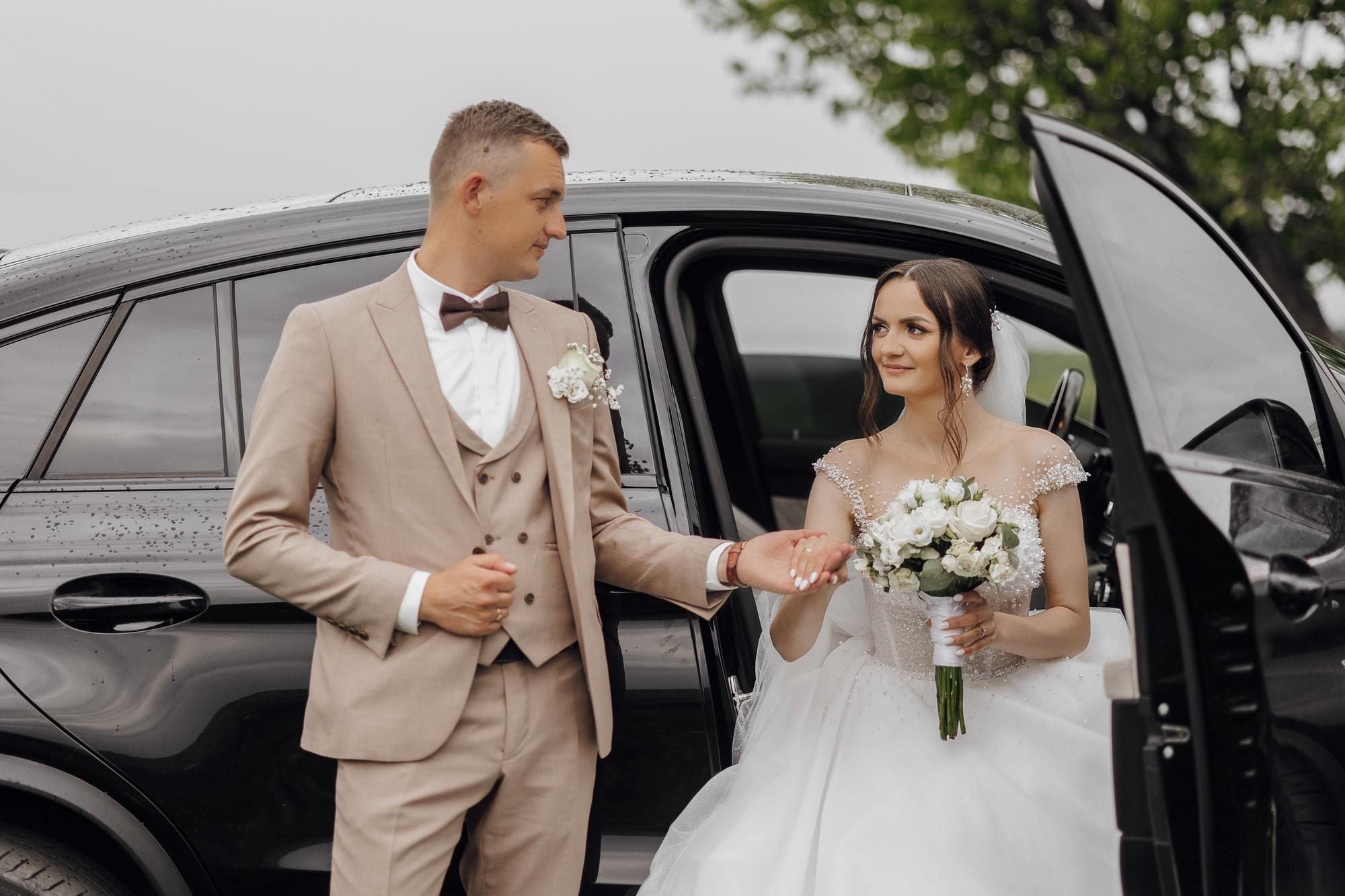 Wedding Car Rental: bride and groom during their wedding